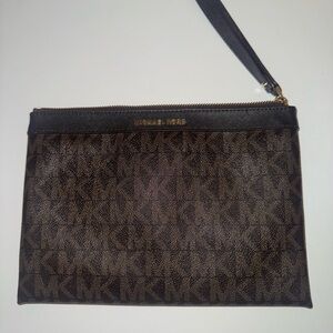 Michael Kors Dark Brown Monogram Clutch